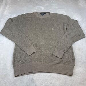 Nautica‎ Mens Crew Neck Sweater Textured Knit Linen Cotton Beige L/G